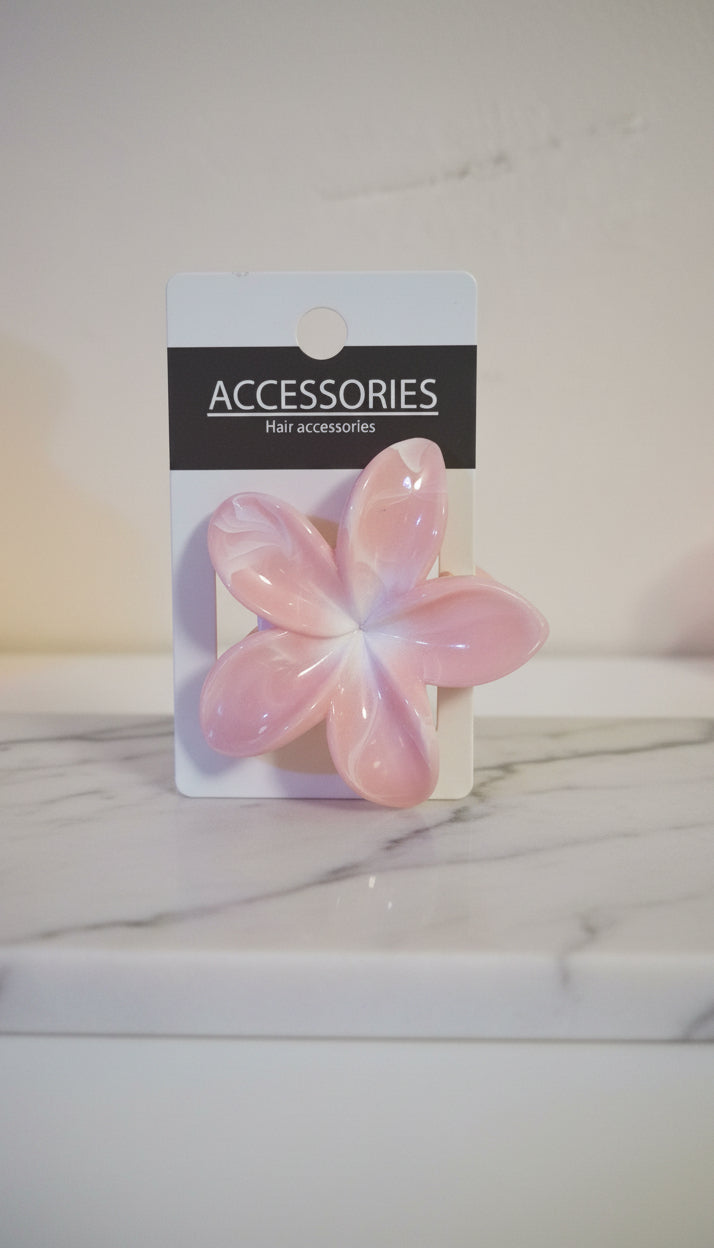 Pince Cheveux Fleur Rose & Blanche