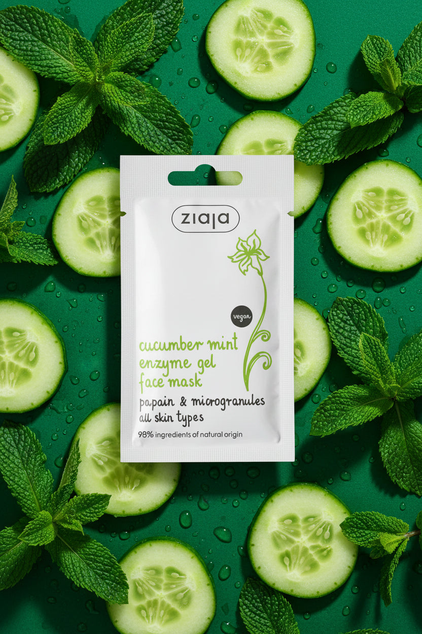 Ziaja - Masque " Gel Enzymatique " Concombre & Menthe - Exfoliant Doux Visage.