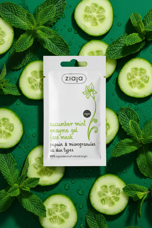 Ziaja - Masque " Gel Enzymatique " Concombre & Menthe - Exfoliant Doux Visage.